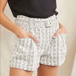 High rise tweed shorts